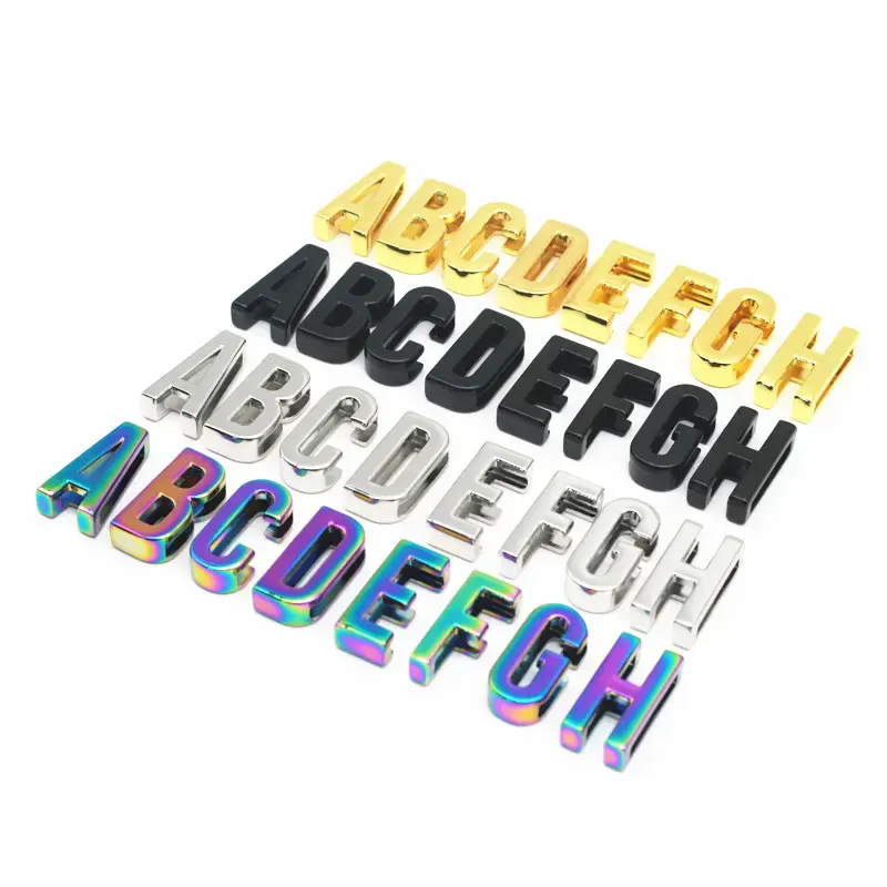 Durable Full Set Of Alphabet 26 Letters Metal Ornament Brand Name Adjustable Buckles For Bags/Shoes Decoration