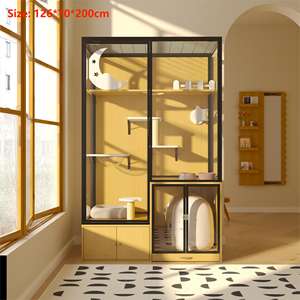 Nouvelle conception 2026, prix d'usine, mobilier de luxe pour animaux de compagnie, cage pour chat, bois massif, verre trempé, villa respirante pour chat, maison pour chat - Product Image 4