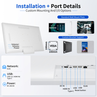 21.5 Inch Open Frame Full HD IPS LCD Capacitive Touch Screen Monitor Android 14 4GB+64GB USB Digital Signage Display for
