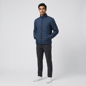 Veste d'hiver matelassée pour homme FINER THREADS, rembourrage polyester/coton, coupe-vent, séchage rapide, respirante, fermeture éclair, col montant - Product Image 1