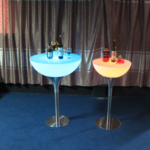 Mesa <span class=keywords><strong>de</strong></span> Bar Moderna <span class=keywords><strong>de</strong></span> Plástico con LED para Bistro, Cafetería, Cócteles, para Uso en Casa, Gimnasio o <span class=keywords><strong>Parque</strong></span> - Product Image 1