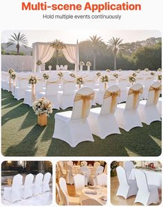 Fundas Elásticas Universales para Sillas, Blancas y Negras, 1 Pieza, Funda de Poliéster y Spandex Lisa, Protector de Silla Plegable para Salón, Bodas, Playa - Product Image 6