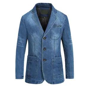 New Mens Denim Blazer Fashion Cotton Vintage Suit Jacket 4XL Male Blue Coat Denim Jacket Men Slim Fit Jeans Blazers