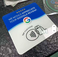 Carte acrylique programmable NFC Google pour les commentaires, cliquez pour laisser un commentaire, logo personnalisé, code QR pour le partage de liens sur les réseaux sociaux