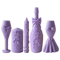 Moule en Silicone Écologique Série Mariage J10-431, Logo Personnalisable pour Bricolage, Forme de Coupe de Champagne pour Décorations et Fabrication de Bougies