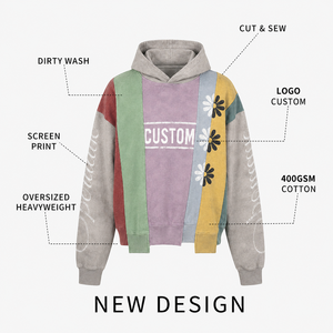 เสื้อฮู้ดดี้ผู้ชายผ้าฝ้าย 100% แบบสวมหัว ล้างสีสไตล์วินเทจ พิมพ์ลายกราฟิก ทรงโอเวอร์ไซส์ สตรีทแวร์ คุณภาพสูง รับสกรีนโลโก้ตามสั่ง ขายส่ง - Product Image 2