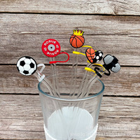 Accessoires de bar : Capuchons de paille personnalisés en PVC et silicone, motifs Basketball, Football, Gym, Sneakers, Stanley Tumblers