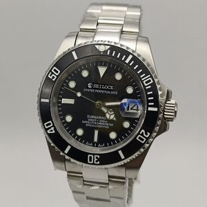 Montre de luxe pour homme avec cristal saphir, résistance à l'eau 5ATM, mouvement mécanique NH35, boîtier en acier inoxydable de 40 mm, bracelet, aiguilles lumineuses - Product Image 2