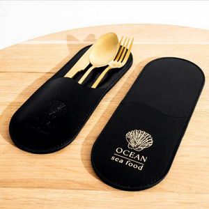 Porta Cubiertos de Cuero PU Personalizado, Portátil, para Restaurante, para Regalo - Product Image 6