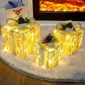 Falda Decorativa para Árbol de Navidad con Luces, Adorno para Interiores, Caja de Regalo, Decoración Inflable con Motivos Navideños para Jardín - Product Image 3
