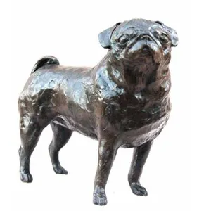 Giardino Decorazione di Bronzo a Grandezza naturale Pug Cane Statua