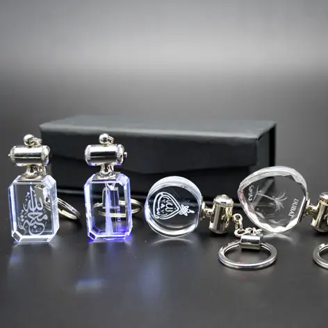 Customized Wholesale Led Light Crystal Key Chains for Laser and Engraving