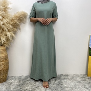 Short Sleeves Slip <b>Dress</b> Muslim Women Basic Inner <b>Dresses</b> with Back Zipper (6722) - Product Image 2