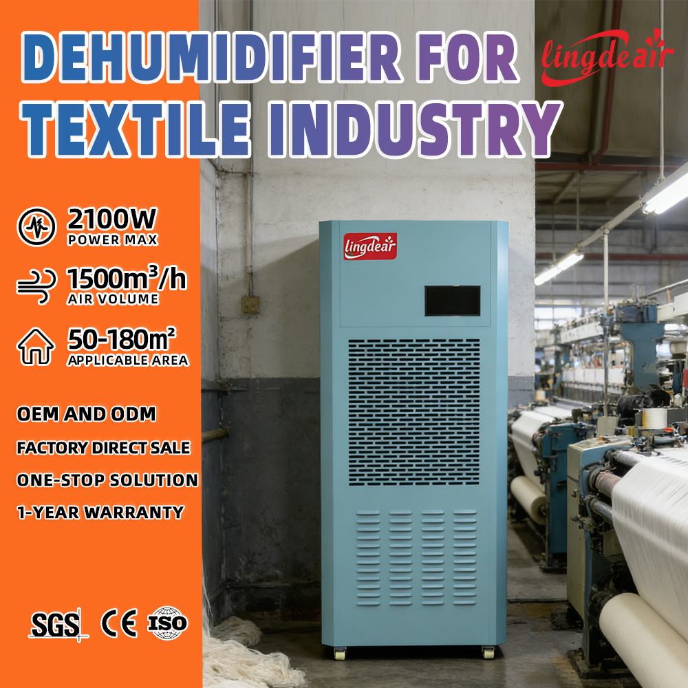 New Professional Lingde Dehumidifier For Textile Industry 198L/D | Weaving/Dyeing Workshops | Prevents Fabric Moisture Mildew |