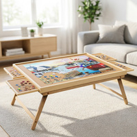 Table de puzzle en bois personnalisable avec tiroirs de rangement, plateau de puzzle pliable et portable, adapté aux loisirs créatifs des adultes et des adolescents
