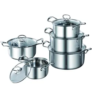 All Nice Cooking Pot Set Kitchen Ware Non Stick 304 Stainless Steel Cookware Set Pan