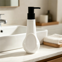 Bouteille de shampooing en plastique PE de 500 ml en forme de gourde unique avec pompe à lotion noire pour usage en salon