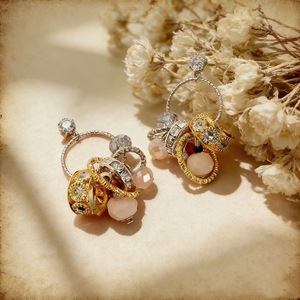 Pendientes de Aro Geométricos de Plata 925 con Cuarzo Rosa, Pendientes de Cristal Vintage para Uso Diario de Mujer - Product Image 1