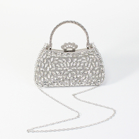 Bolso de Noche Curvo de Lujo con Pedrería Completa, Asa de Cristal con Forma de Hoja Marquesa y Diamantes, Cartera de Fiesta para Mujer para Boda y Baile de Graduación