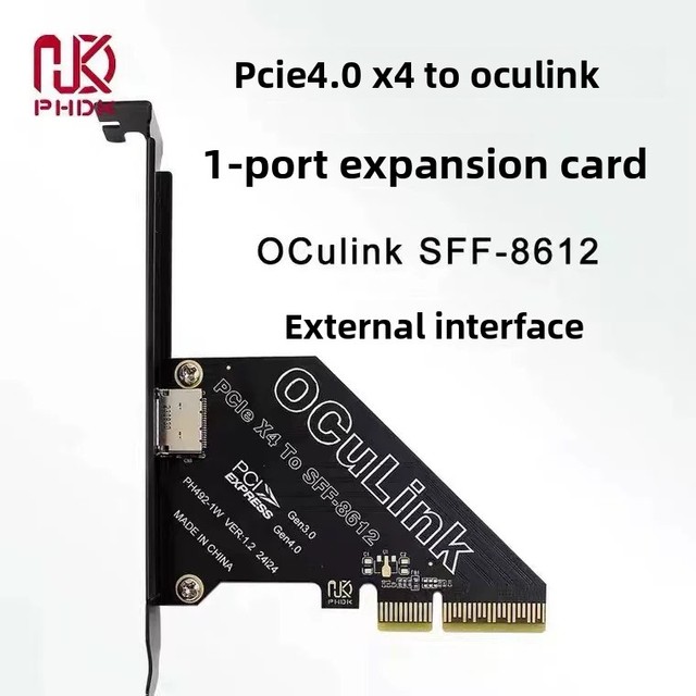 Desktop Computer PCIe X1 X4 4.0 Oculink Expansion Card for External U.2 SSD and External Graphics Card, SFF8611 & 8612