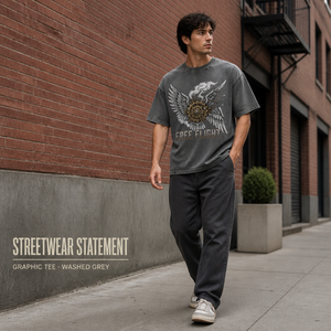High Quality Acid Wash Graphic Mens <b>T</b> <b>Shirts</b> Oversized Wing Gear Print Short Sleeve Steampunk Streetwear Tee Wholesale Supplier - Product Image 3