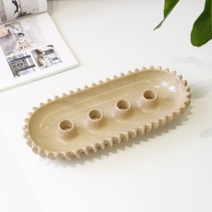 Porte-bougie en céramique mate artisanale de haute qualité, style nordique moderne, logo personnalisé, décoration d'intérieur, hôtel, <span class=keywords><strong>restaurant</strong></span>, cadeau LEXI - Product Image 3