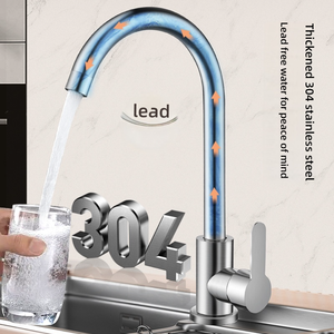 Évier de <span class=keywords><strong>cuisine</strong></span> Wayon en granit blanc nickel brossé <span class=keywords><strong>avec</strong></span> robinet moderne à poignée unique et arc haute - Product Image 5