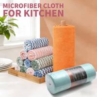 Rollo de 50 Paños de Limpieza de Microfibra Reutilizables de 25*25cm y 180gsm, Modernos, Absorbentes de Agua, de Secado Rápido, para Cocina