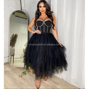 NOVANCE B3245 roupas queda de bling diamantes tubo top preto clássico vestido de baile elegante da festa vestidos das mulheres para a festa de dança