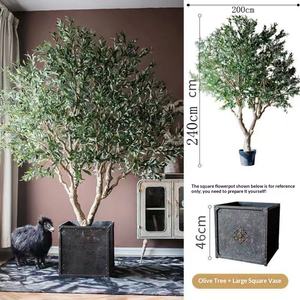 Arbre d'olivier artificiel réaliste en pot de pépinière, branches et feuilles réalistes, tronc hautement simulé, <span class=keywords><strong>plante</strong></span> en plastique pour la maison, le salon - Product Image 4