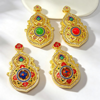 Pendentifs gourde ajourés en filigrane avec strass et effet goutte d'huile, amulette porte-bonheur chinoise pour colliers chaîne de pull, vente en gros