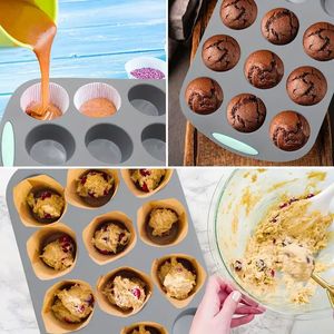 Set di teglia in <span class=keywords><strong>Silicone</strong></span> per alimenti da 29 pezzi grandi <span class=keywords><strong>stampi</strong></span> da forno, inclusi <span class=keywords><strong>Muffin</strong></span> per Cupcake, teglia da forno - Product Image 3