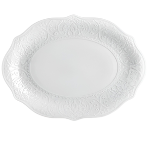 ASSIETTE OVALE EN PORCELANE ALICE LINE 26X35CM BLANCHE - Product Image 1