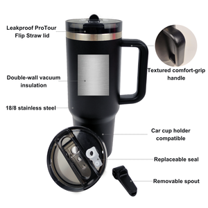 Bán buôn BPA free mạ Vàng leakproof cách điện Pro Tour du lịch có thể tháo rời lật rơm 40oz Tumbler với xử lý và rơm - Product Image 3