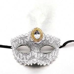 Masque de fête pour femmes, masque de mascarade en dentelle translucide, masque de fête avec plumes, masque d'Halloween années 70, fabrication directe d'Italie, <span class=keywords><strong>Venise</strong></span> - Product Image 3