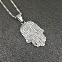 Collar con Colgante de Mano de Fátima en Acero Inoxidable LUOYUNE, con Cadena de Eslabones, Estilo Punk, Incrustaciones de Circonio, para Uso Diario y Fiestas