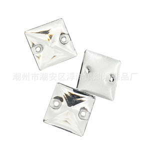 Strass carrés à dos plat en résine, 12 facettes, blanc transparent, double trou, pour chaussures, sacs, vêtements, costumes de danse DIY - Product Image 5