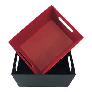 Custom Large Red Wine Colored Heavy Cardboard Empty <strong>Hamper</strong> Basket <strong>Trays</strong> With Handles for Men - Product Image 1