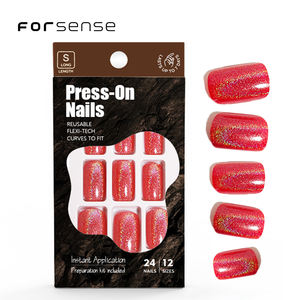 Vente en gros, <span class=keywords><strong>faux</strong></span> ongles carrés de longueur moyenne à coller, effet aurora fabriqué à la machine, couleur arc-en-ciel, design, <span class=keywords><strong>faux</strong></span> ongles noirs - Product Image 1