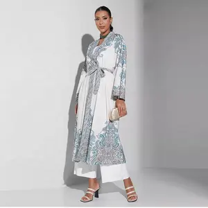 Vestido Muculmano De Inverno Latest Malaysia Beautiful Embroidery Floral Elegant Women Lace Open Abaya Winter Muslim Dress