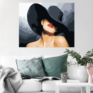 Dipingi con i numeri <span class=keywords><strong>donna</strong></span> nel cappello dipinto a mano pittura a olio fai da te con i numeri kit <span class=keywords><strong>disegno</strong></span> su tela senza cornice decorazioni per la casa artigianato per adulti - Product Image 4