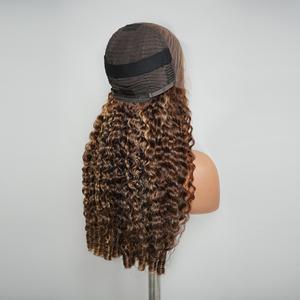 Perruque bouclée birmane sans colle, couleur 4/27 <span class=keywords><strong>avec</strong></span> mèches, pré-coupée, dentelle 13x4, cordon élastique, prête à porter, <span class=keywords><strong>cheveux</strong></span> humains - Product Image 4