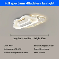 Ventilateur de plafond sans pales Art Déco moderne avec lumière LED et télécommande, blanc, pour chambre et salon, modèle Agi32