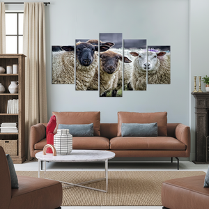 Toile élégante à imprimé mouton : Décoration rustique pour toute pièce, LOT DE 5 TOILES ASSORTIES - Product Image 3