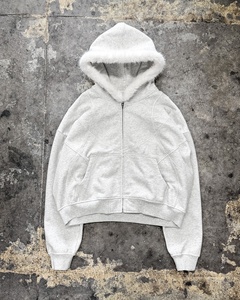 Salati all'ingrosso Y2K spesso in bianco 100% cotone Unisex oversize giacche in pelliccia sintetica Zip up <span class=keywords><strong>felpa</strong></span> <span class=keywords><strong>con</strong></span> cappuccio da uomo - Product Image 1