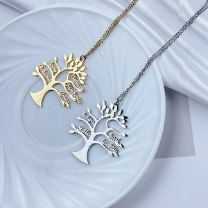 <span class=keywords><strong>Collier</strong></span> personnalisé avec <span class=keywords><strong>arbre</strong></span> <span class=keywords><strong>de</strong></span> <span class=keywords><strong>vie</strong></span> 1 à 6 noms, bijou en acier inoxydable, cadeau <span class=keywords><strong>de</strong></span> noël - Product Image 2