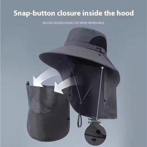 Sombrero de pescador con protección UV UPF50 + para hombre y mujer, ajustable, de ala ancha, transpirable, extraíble, para exteriores, para el sol - Product Image 3