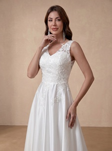 Abiti da sposa taglie forti con schiena scoperta in pizzo, abito da ballo personalizzato in raso avorio con strascico - Product Image 6