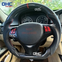 Volant en fibre de carbone véritable avec LED pour BMW E90 E93 328i 335i manuel E92 M3, ligne rouge/tricolore/tout cuir, en stock aux États-Unis