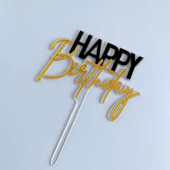 thumbnail image 2 of 50-Piece Birthday Cake Topper Set - Gold Black Pink Silver Acrylic Letters & Numbers 2 of 14